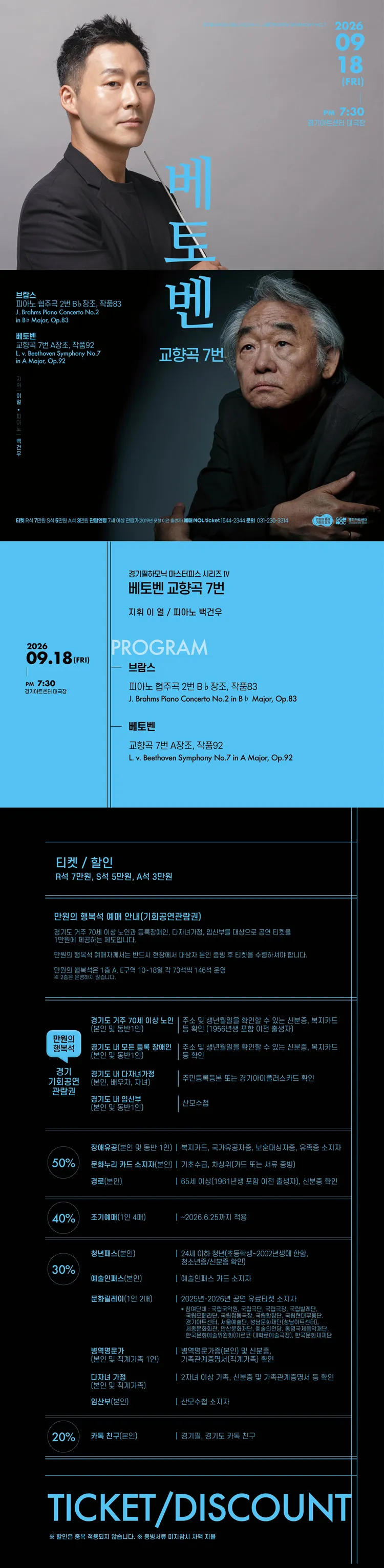 경기필 마스터피스 시리즈 Ⅳ. 베토벤 교향곡 7번 [수원] 상세 안내 이미지 1