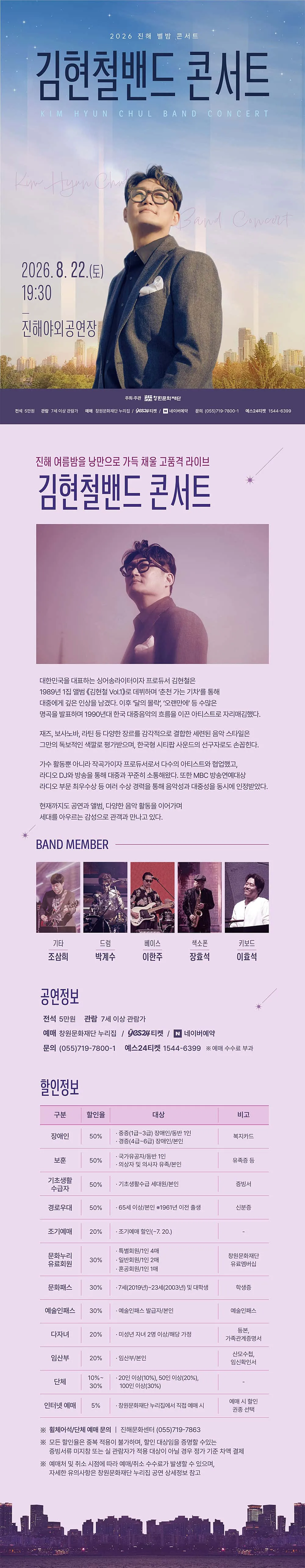 진해 별밤 콘서트, 김현철밴드 콘서트 상세 안내 이미지 1
