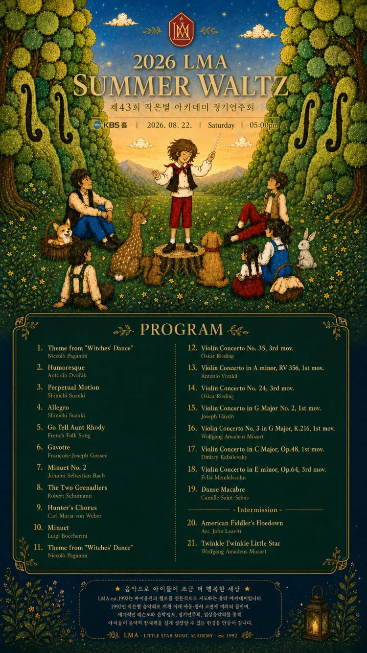 제43회 작은별 아카데미 정기연주회: LMA SUMMER GALA CONCERT 상세 안내 이미지 1