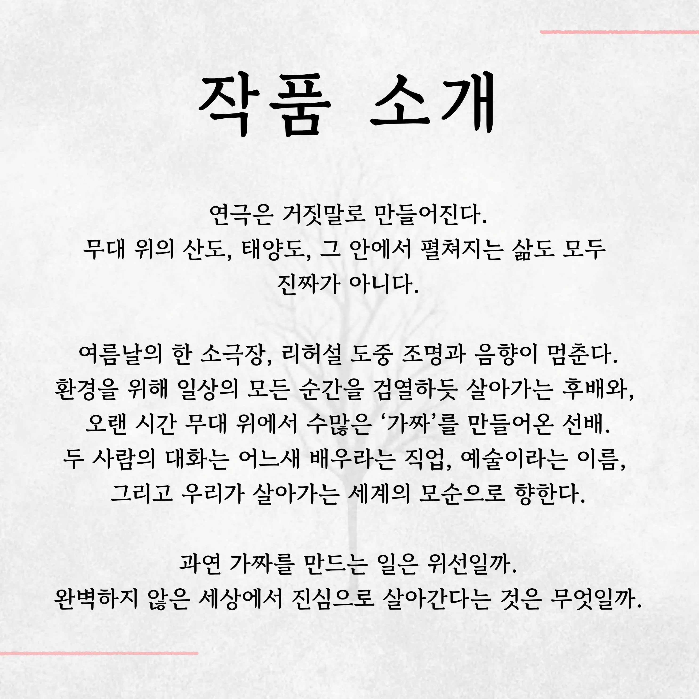 제26회 월드 2인극 페스티벌, 가짜 위선 상세 안내 이미지 3