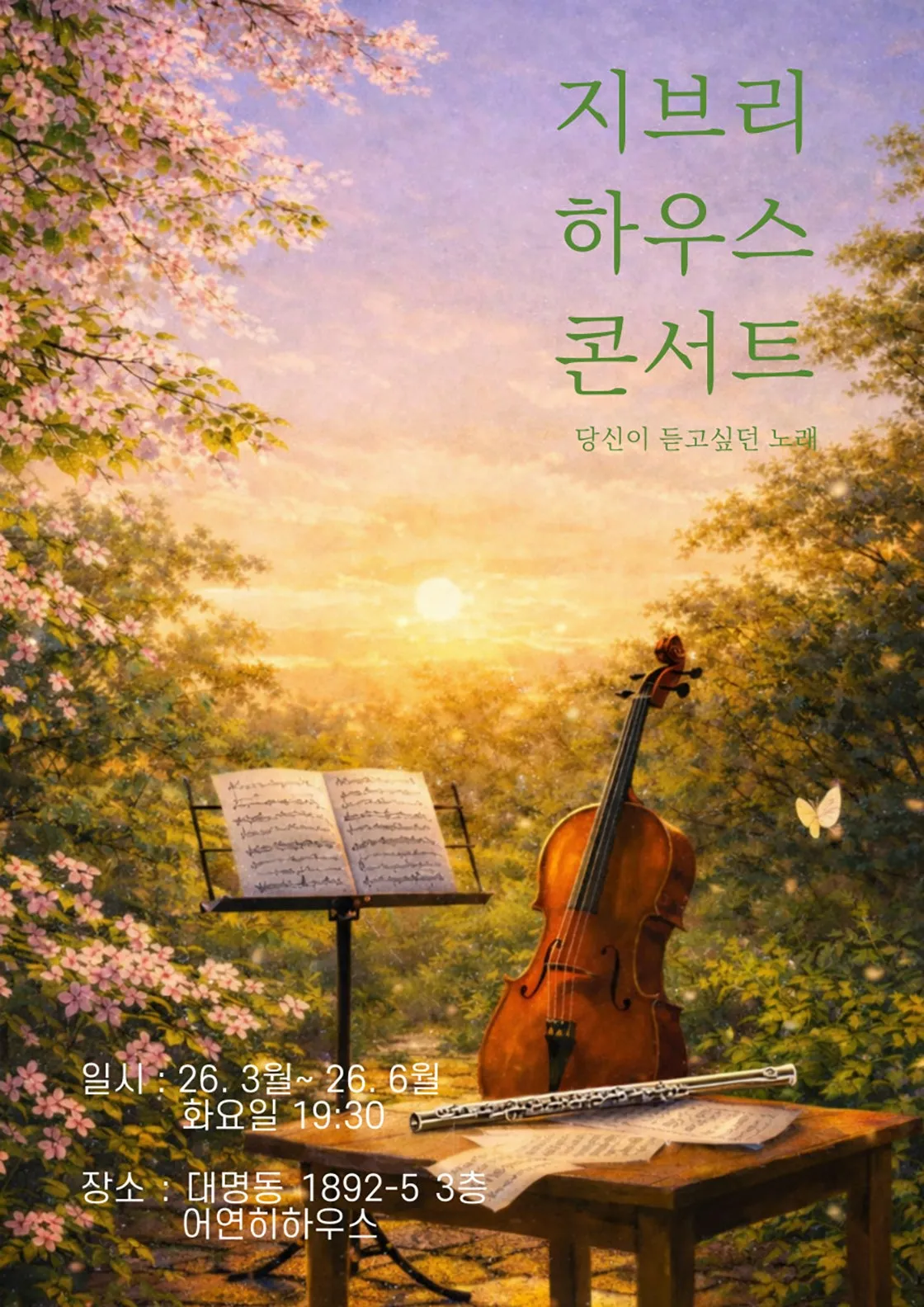 지브리 하우스 콘서트: 당신이 듣고싶던 노래 [대구] (어연히하우스) 공식 포스터