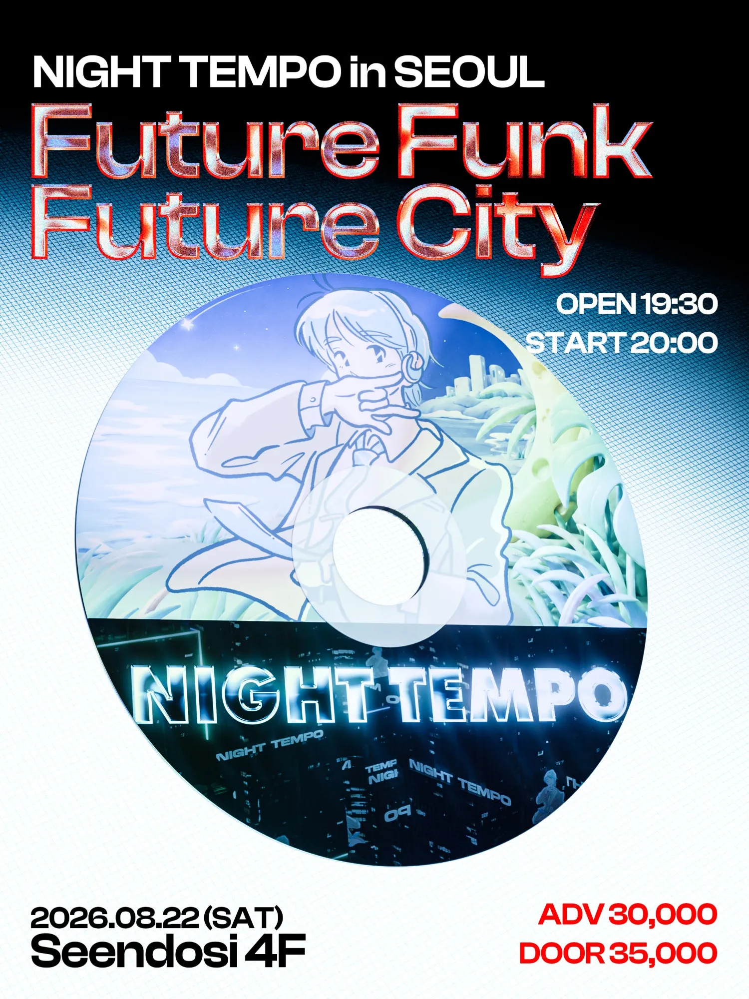 NIGHT TEMPO in SEOUL: Future Funk, Future City (신도시) 공식 포스터