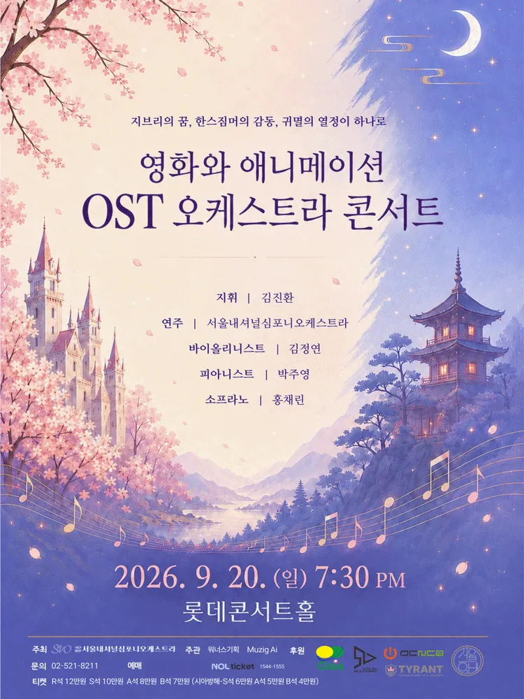 영화와 애니메이션 OST 오케스트라 콘서트 (롯데콘서트홀) 공식 포스터