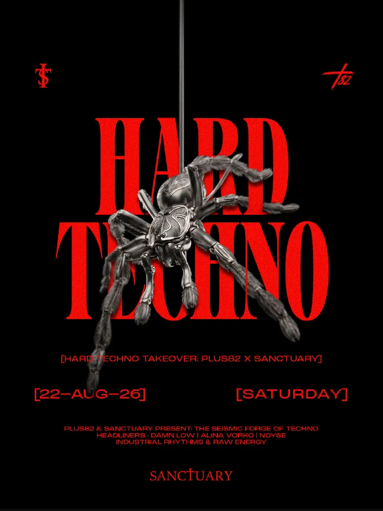 PLUS82 X SANCTUARY: HARD TECHNO TAKEOVER (CLUB PLUS82(+82)) 공식 포스터