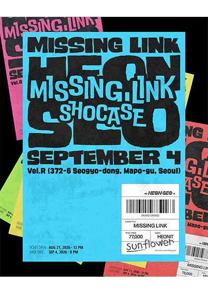 Heon Seo (헌서) 1st EP MISSING LINK SHOWCASE (Vel.R 벨르 (구. 벨로주 [홍대])) 공식 포스터